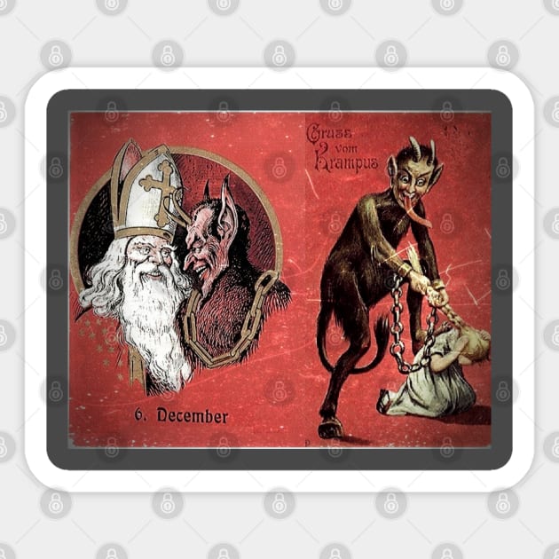 Krampus Vintage Sticker by The Convergence Enigma